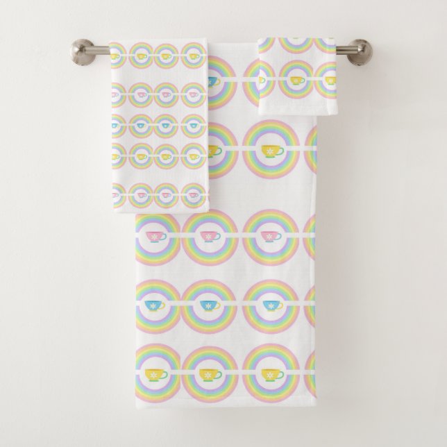 Serviettes de bain set Rainbow Cup de thé (En situation)