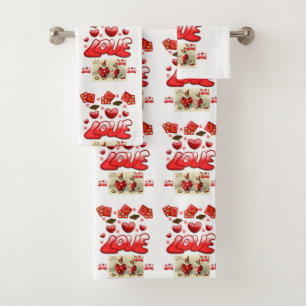 Serviettes de bain set Saint Valentin