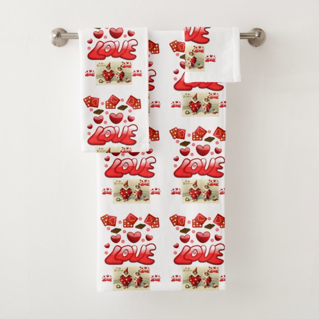 Serviettes de bain set Saint Valentin (En situation)