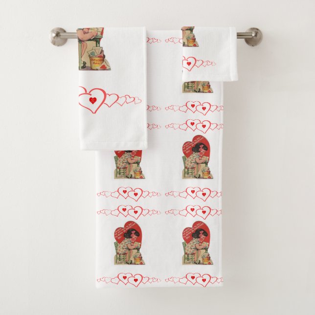 Serviettes de bain set Saint Valentin (En situation)