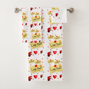 Serviettes de bain set Saint Valentin