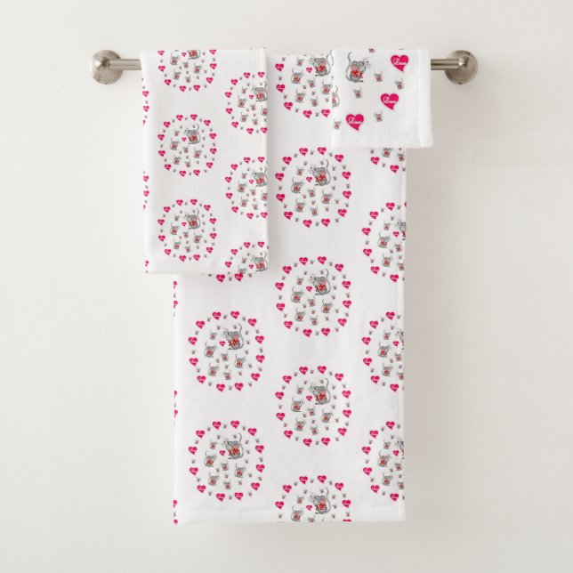 Serviettes de bain set Saint Valentin (En situation)