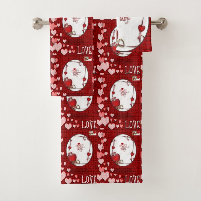 Serviettes de bain set Saint Valentin (En situation)