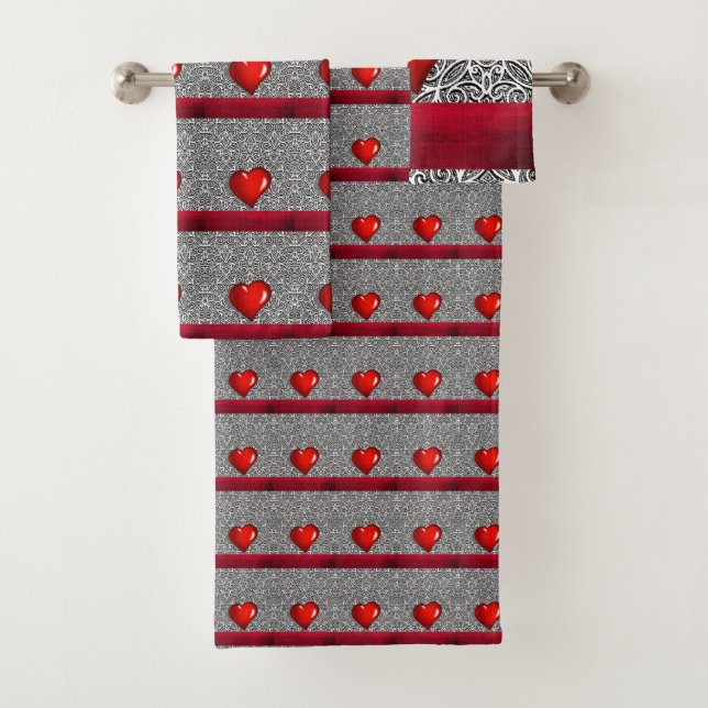 Serviettes de bain set Saint Valentin (En situation)
