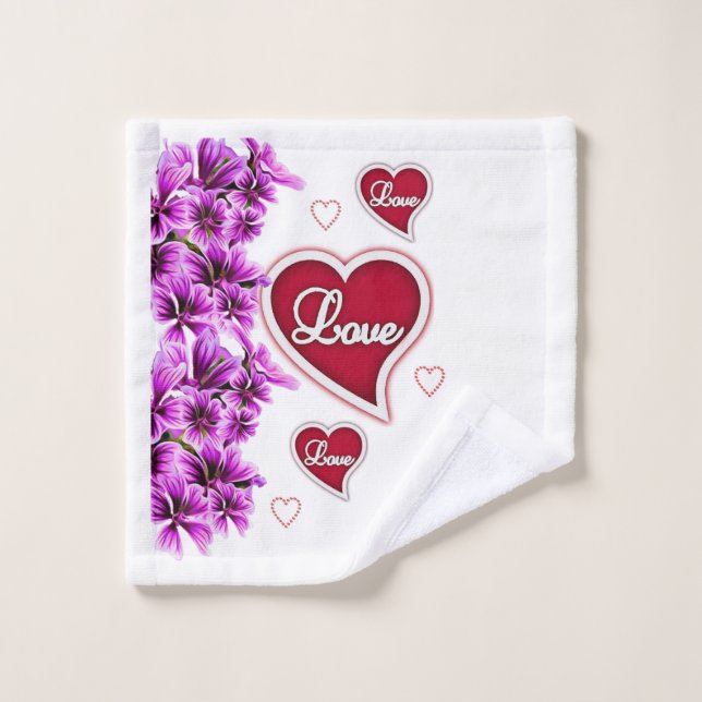 Serviettes de bain set Saint Valentin (Gant de toilette)