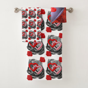 Serviettes de bain set Saint Valentin
