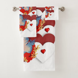 Serviettes de bain set Saint Valentin