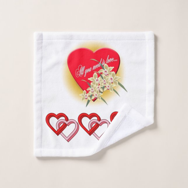 Serviettes de bain set Saint Valentin (Gant de toilette)