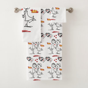 Serviettes de bain set Saint Valentin