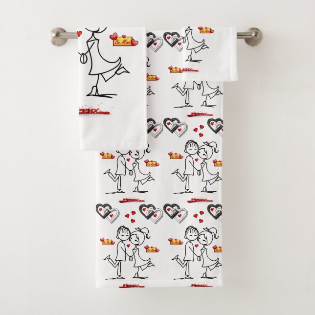 Serviettes de bain set Saint Valentin (En situation)