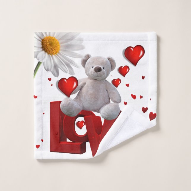 Serviettes de bain set Saint Valentin, Amour (Gant de toilette)