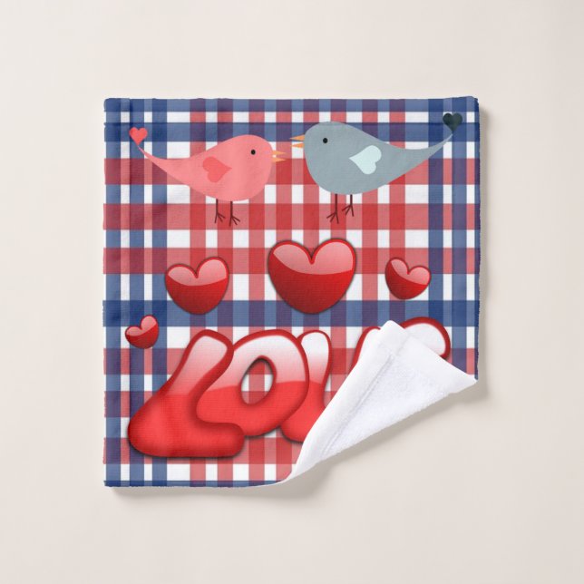 Serviettes de bain set Saint Valentin, Amour (Gant de toilette)