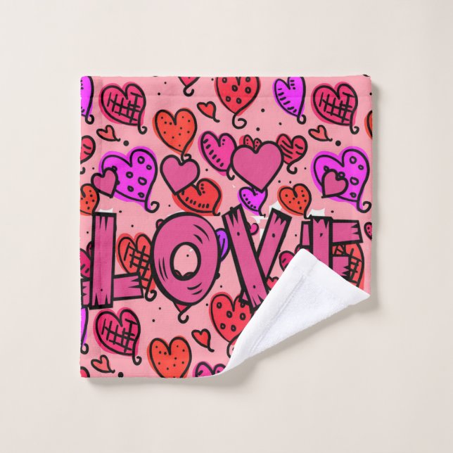 Serviettes de bain set Saint Valentin, Amour (Gant de toilette)