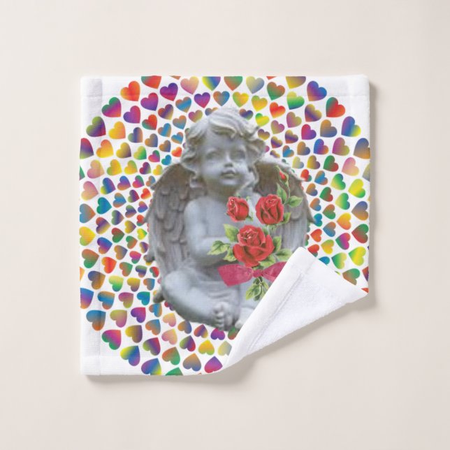 Serviettes de bain set Saint Valentin, Ange (Gant de toilette)