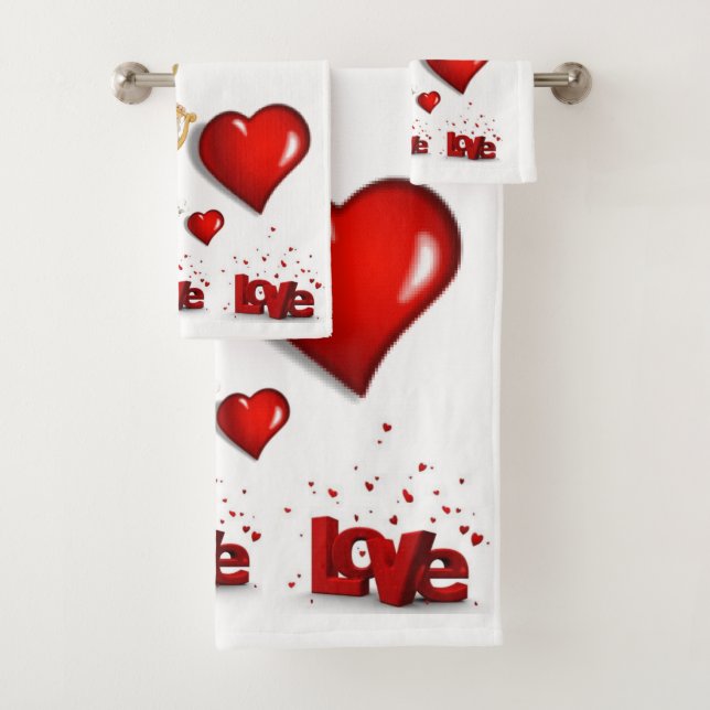 Serviettes de bain set Saint Valentin, Ange (En situation)