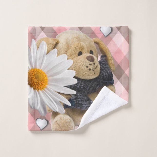 Serviettes de bain set Saint Valentin, Ours en pel (Gant de toilette)