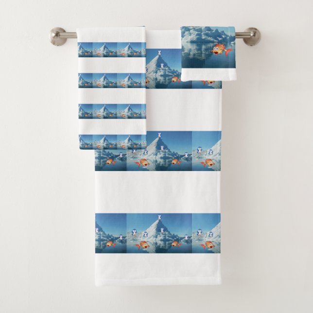 Serviettes de bain set Saint Valentin Poisson ping (En situation)