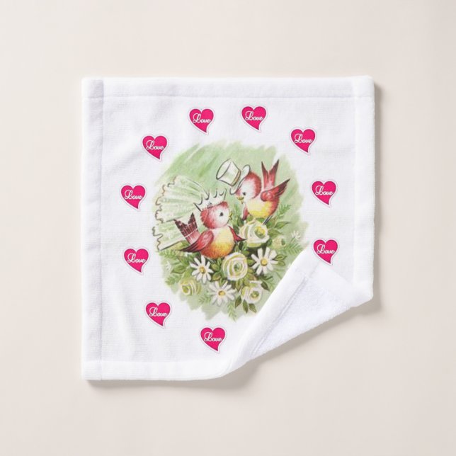 Serviettes de bain set Valentine's Bird Vintage (Gant de toilette)