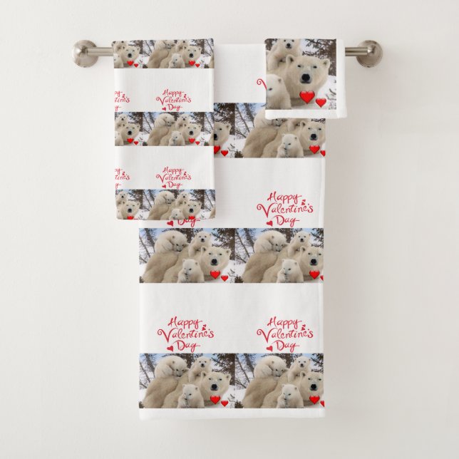Serviettes de bain set Valentine's Day Ours polair (En situation)
