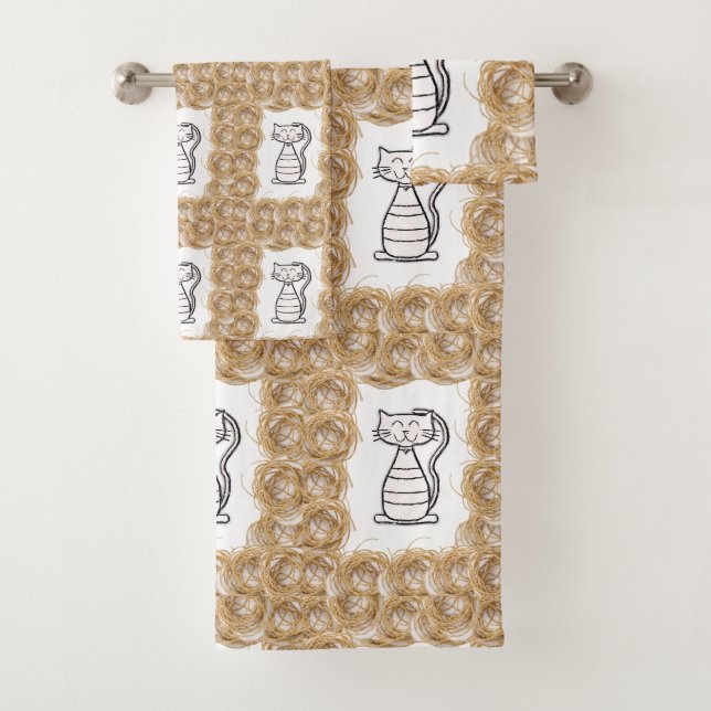 Serviettes de bain sets Chat (En situation)