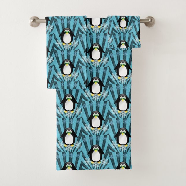 Serviettes de bain sets pingouin (En situation)
