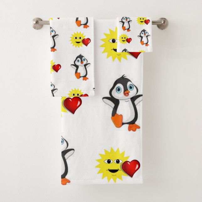 Serviettes de bain sets Saint Valentin Coeurs de p (En situation)