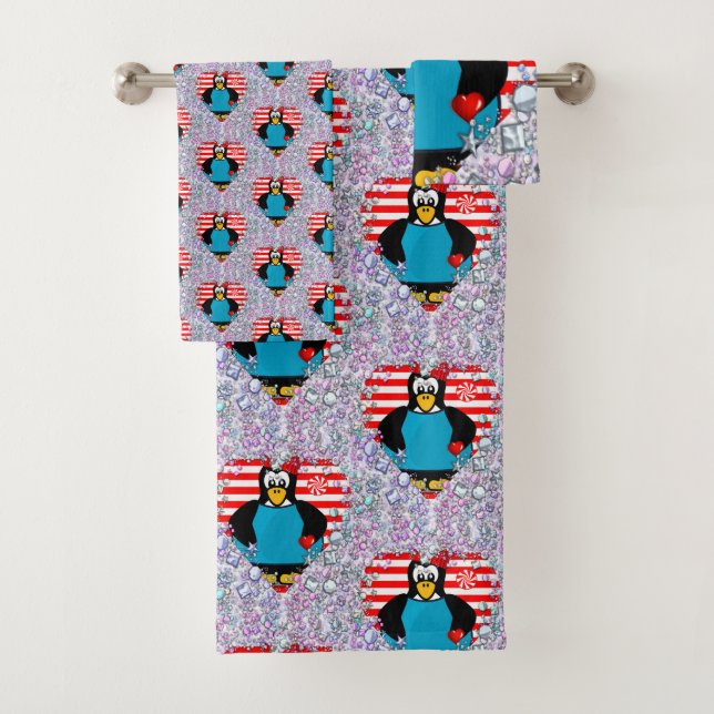 Serviettes de bain sets Saint Valentin Coeurs de p (En situation)