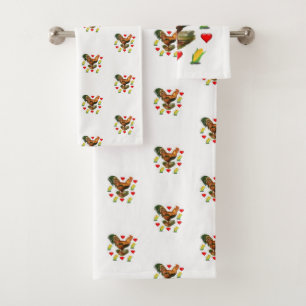 Serviettes de bain sets Valentine's Rooster Vintag