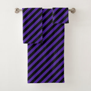 Serviettes de bain violet/noir en diagonale