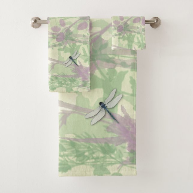 Serviettes de bains en libellules bleues (En situation)