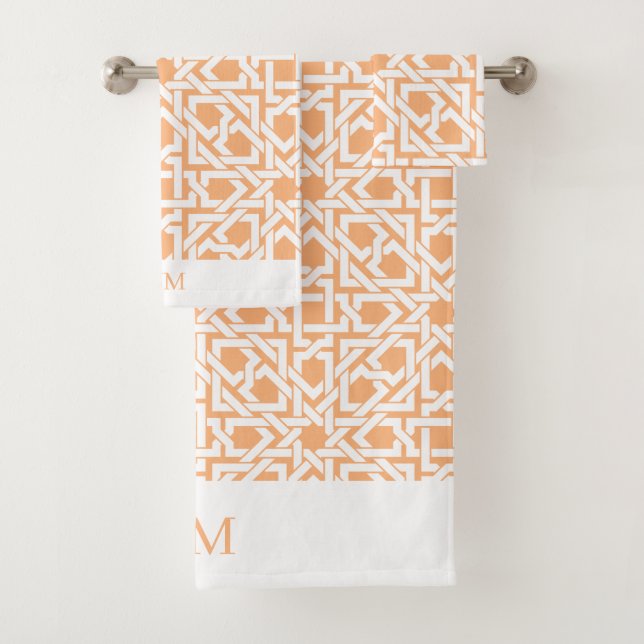 Serviettes de bains en trellis marocain abricot (En situation)