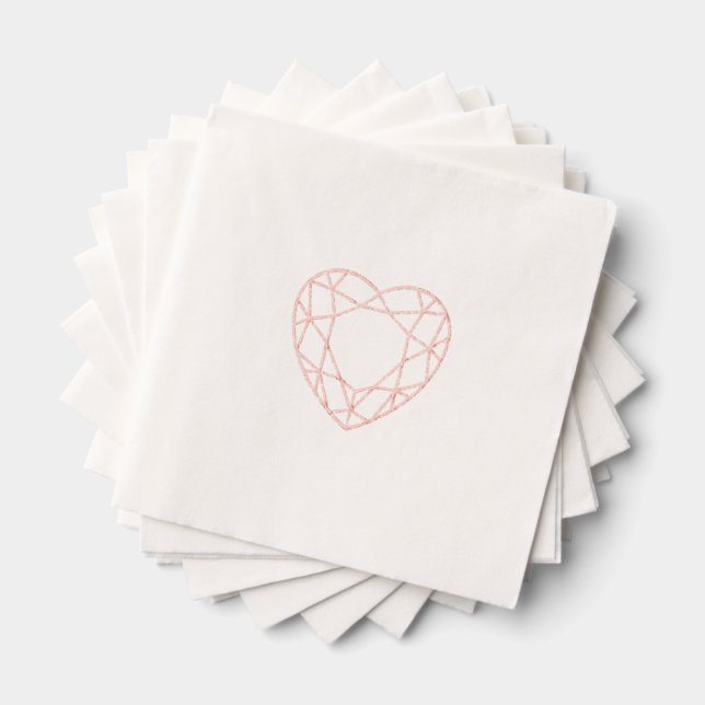 Serviettes de cocktail en feuille à coeur doré ros (Insitu (empilé))
