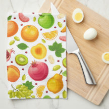Serviettes de cuisine à carreaux de fruits