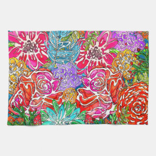 Serviettes de cuisine à fleurs florales élégantes 