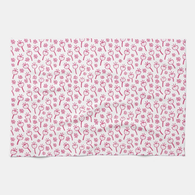 Serviettes de cuisine à motifs de fleurs rouges (Horizontal)