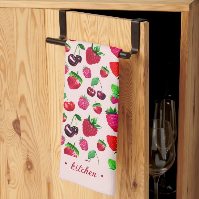 Serviettes de cuisine avec design de baies juteuse (Pliage en tiers)