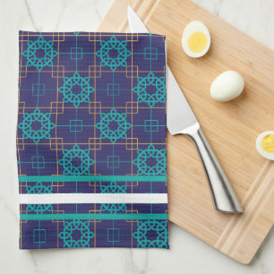 Serviettes de cuisine bleu aztèque