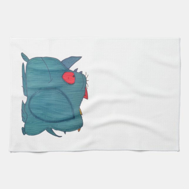 Serviettes de cuisine bleues de rhinocéros de (Horizontal)