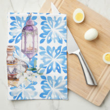 Serviettes de cuisine d'artiste marocain aquarelle