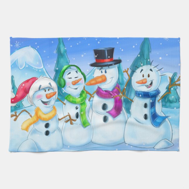 Serviettes de cuisine de bonhommes de neige (Horizontal)