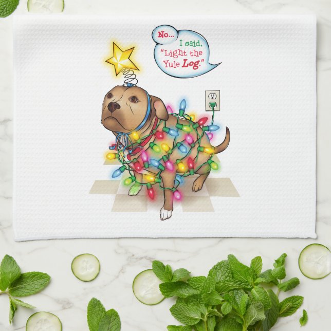 Serviettes de cuisine de chien de Noël (Plié)