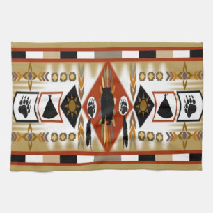 Serviettes de cuisine de clan d'ours de Natif