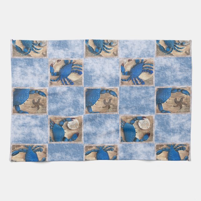 Serviettes de cuisine de crabe bleu (Horizontal)