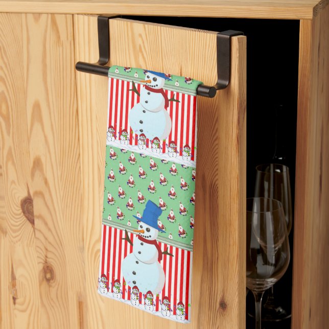 Serviettes de cuisine de Noël Snowman (Pliage en tiers)