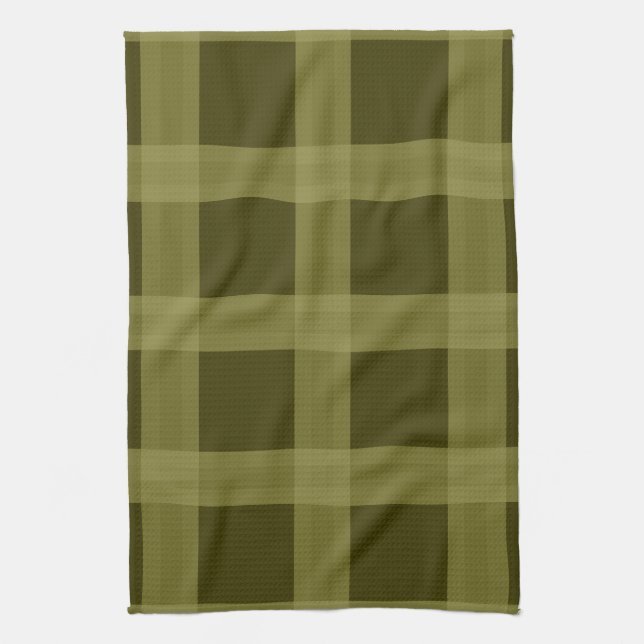 Serviettes de cuisine de plaid de vert olive (Vertical)