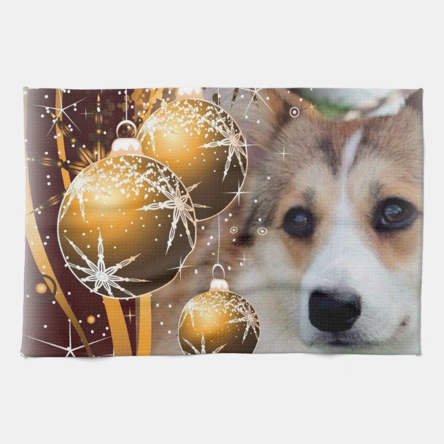 Serviettes de cuisine de vacances de corgi de (Horizontal)