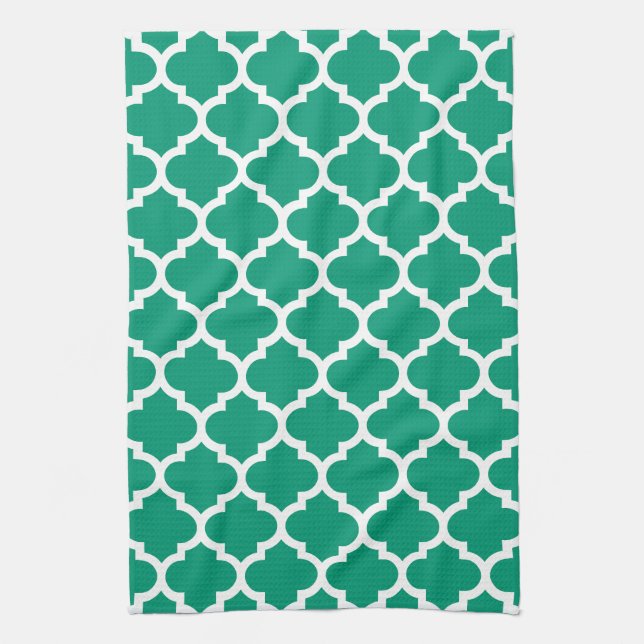 Serviettes de cuisine de vert vert de Quatrefoil (Vertical)