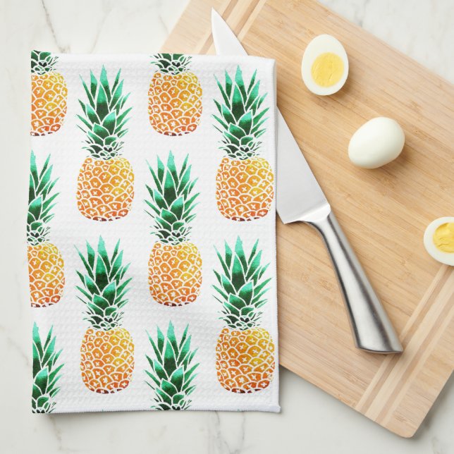Serviettes de cuisine en ananas tropicaux (Quart Plié)