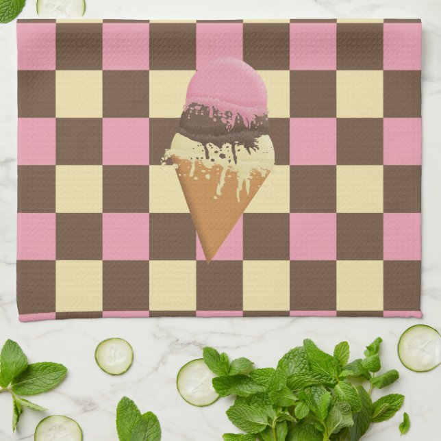 Serviettes de cuisine en cone de crème glacée trip (Plié)
