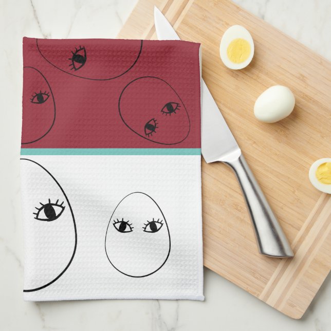 Serviettes de cuisine face aux oeufs (Quart Plié)